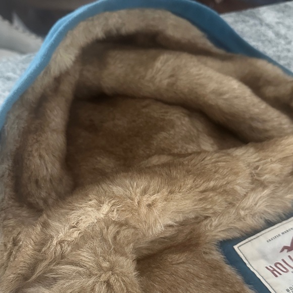 Y2K Rare Hollister Tan Faux Fur zip up hoodie/ Jacket size Large - Picture 8 of 16